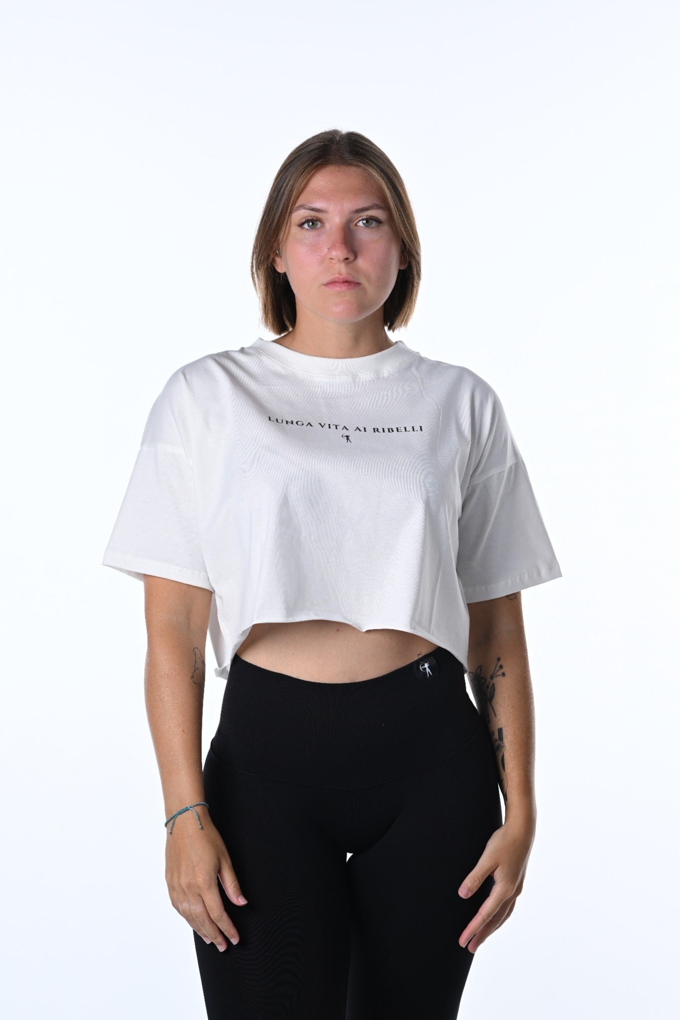 T-Shirt crop - "LUNGA VITA AI RIBELLI"