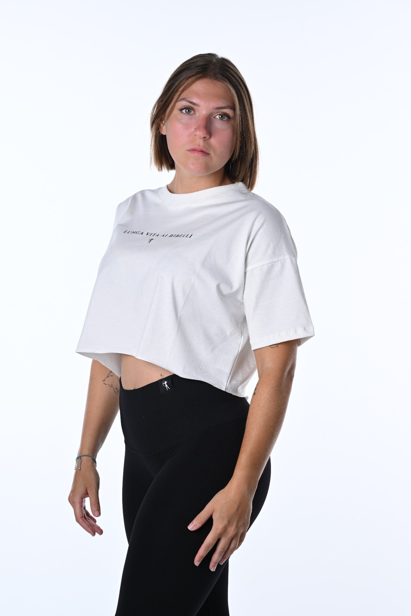 T-Shirt crop - "LUNGA VITA AI RIBELLI"