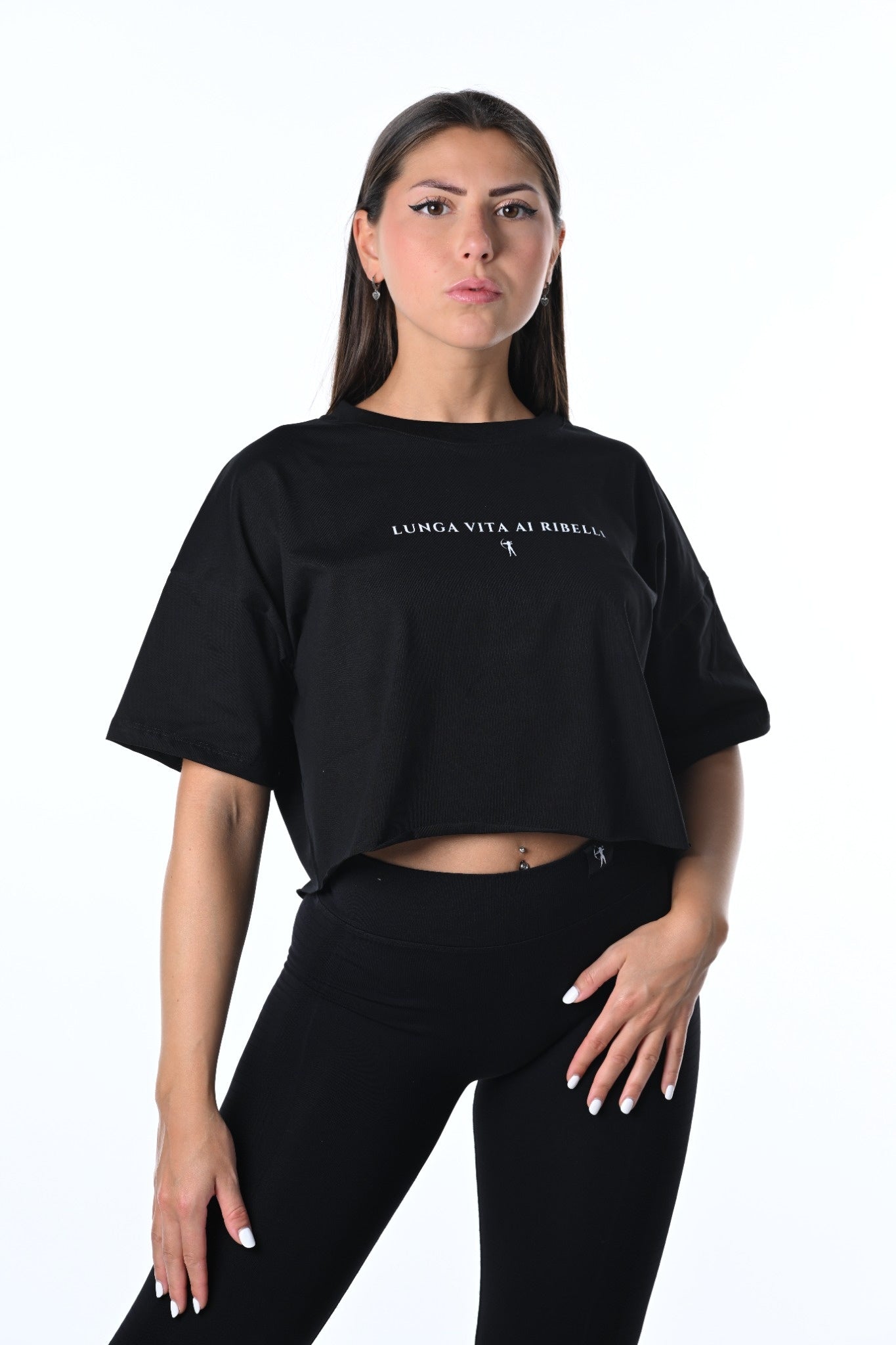 T-Shirt crop -  "LUNGA VITA AI RIBELLI"