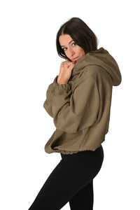 Felpa in  velluto costinato - Cachi