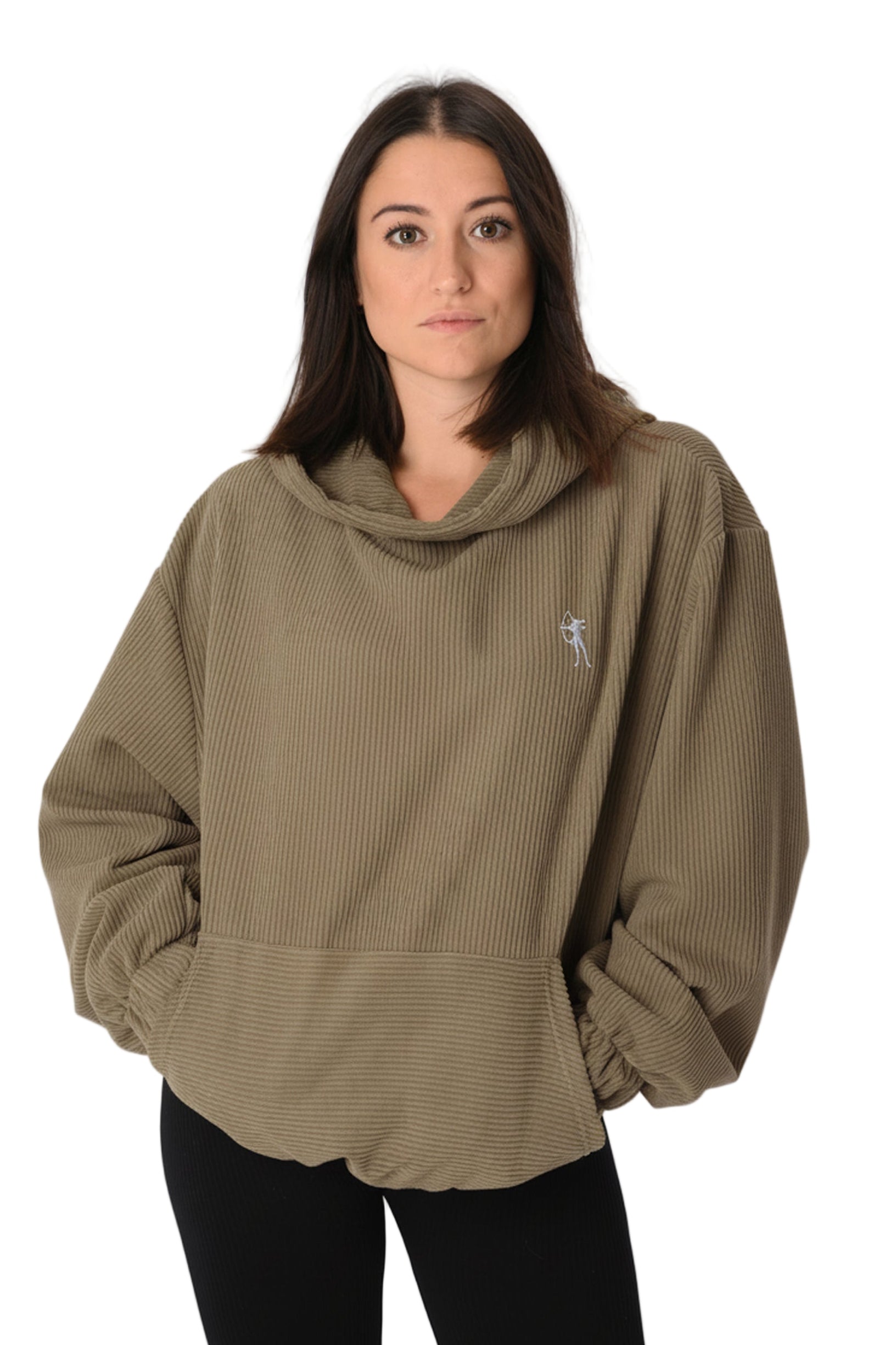 Felpa in  velluto costinato - Cachi