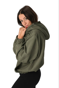 Felpa in  velluto costinato - Verde militare