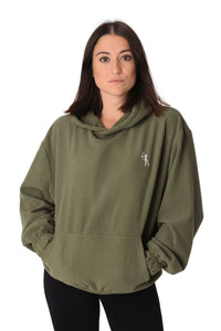 Felpa in  velluto costinato - Verde militare